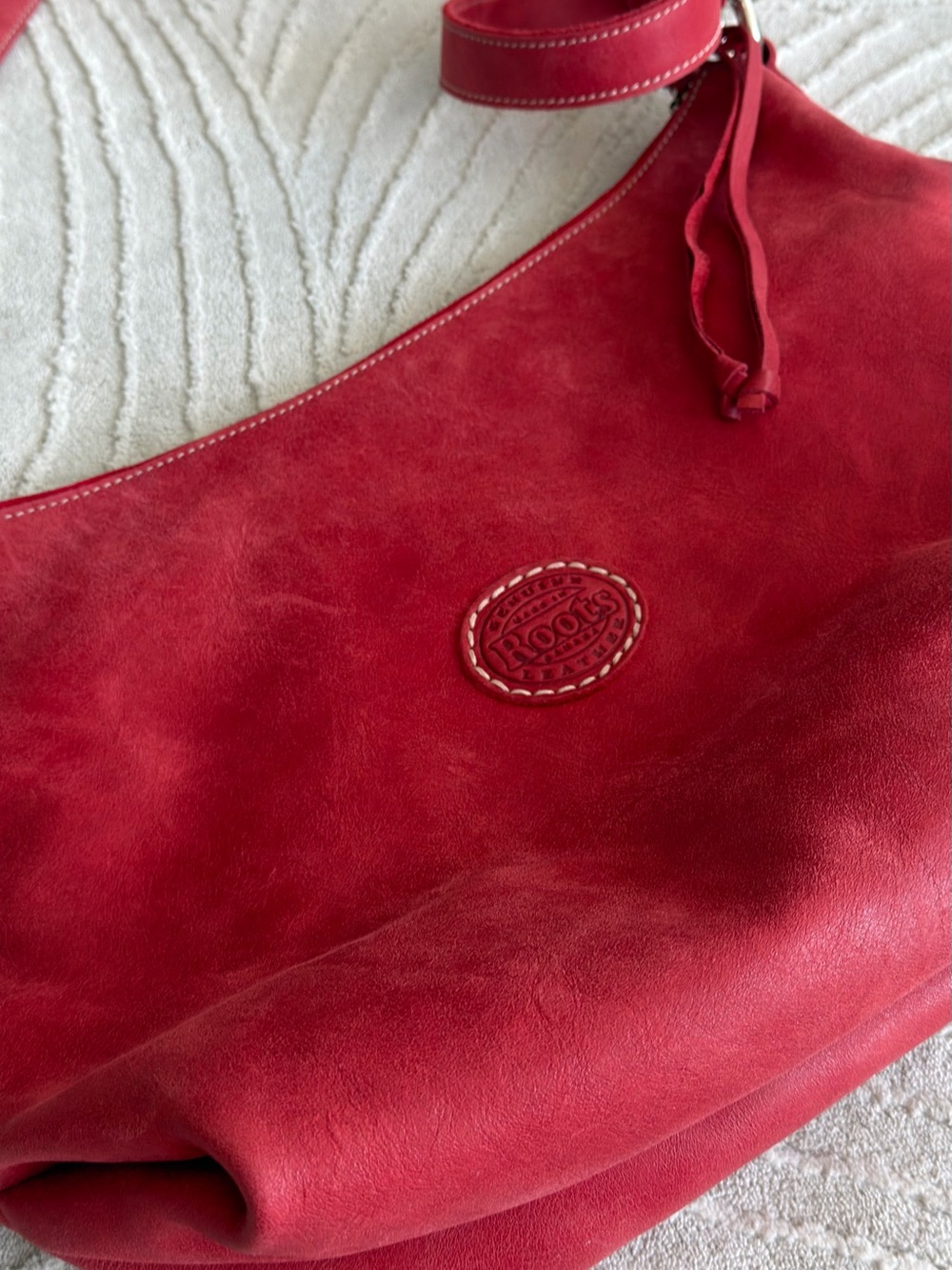 Roots Red Suede Shoulder Bag